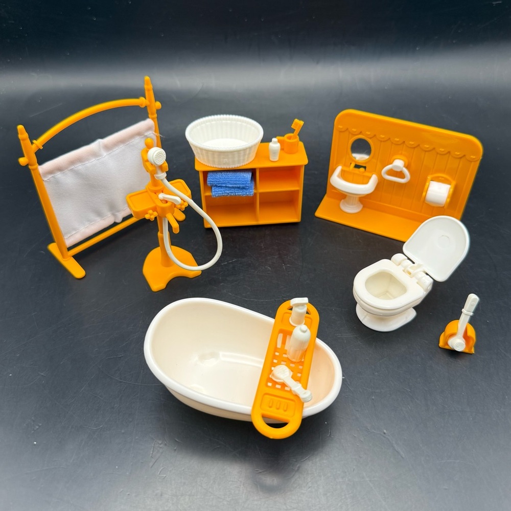 1/24 Scale Dollhouse Miniature Furniture Plastic Bathroom 18 Pc Set Epoch Clone